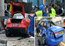 ស្លាប់ 3 របួស​ 1 ៖ Ferrari ស្ទុះទៅបុករថយន្ត Taxi យ៉ាងកំរោល
